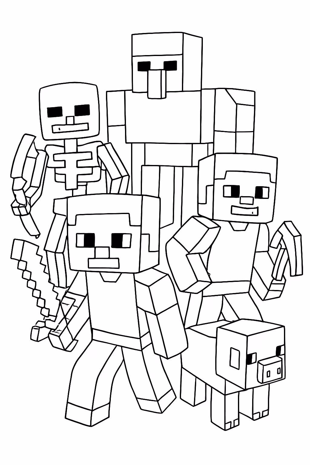 Minecraft personagens para colorir — desenho para imprimir