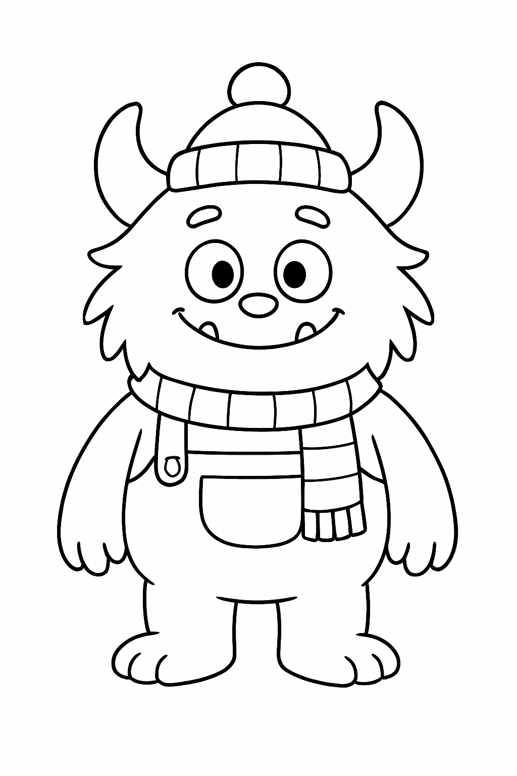 Monstrinho fofinho com roupas e acessorios e recortar para colorir — desenho para imprimir
