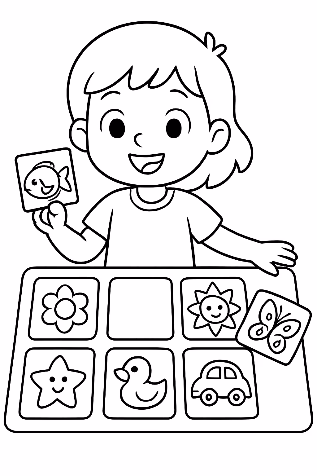 Monte um jogo de memoria para colorir — desenho para imprimir