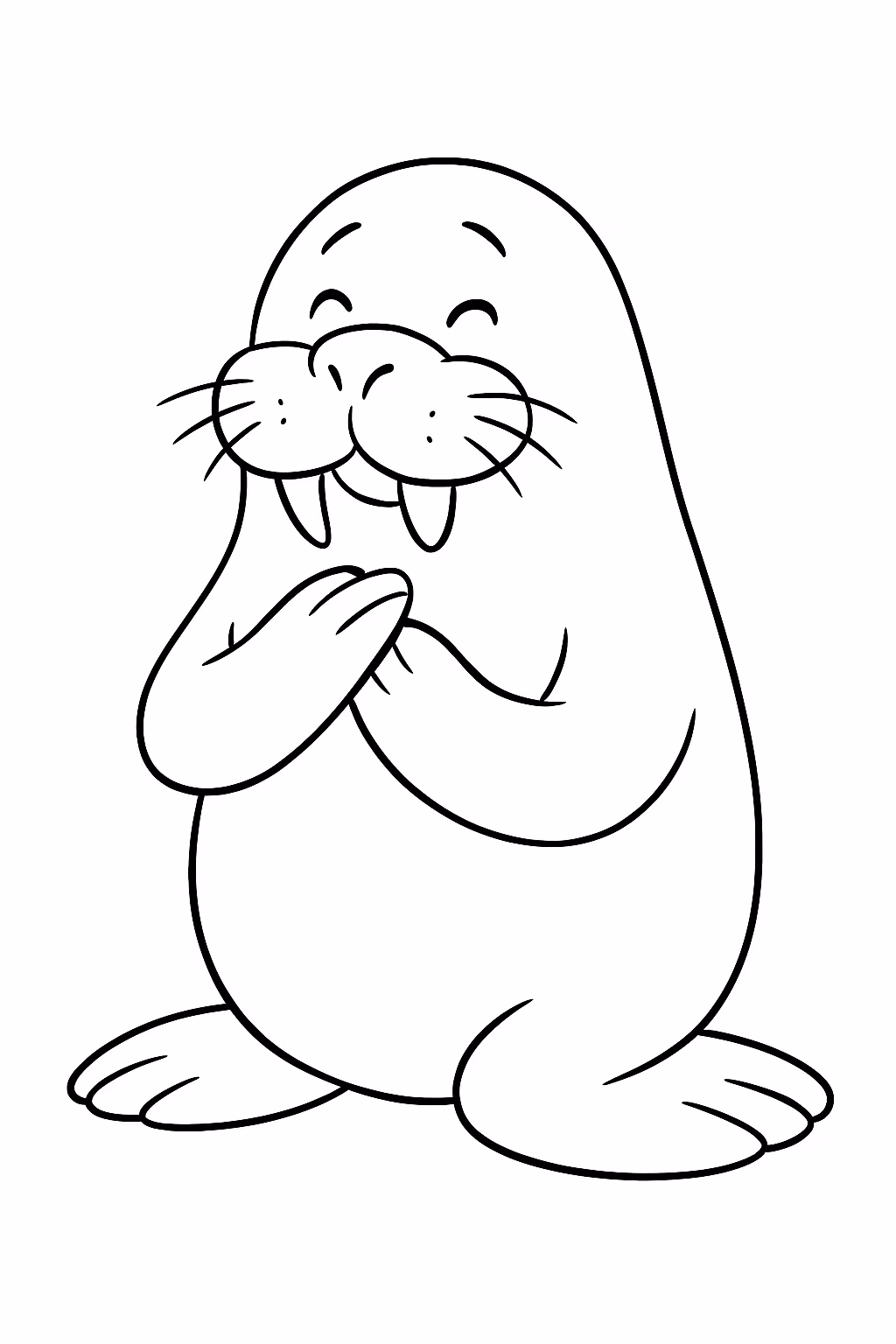 Morsa envergonhada sorrindo para colorir — desenho para imprimir