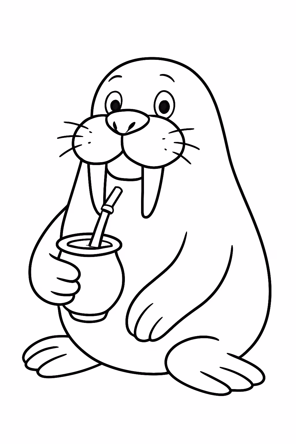 Morsa tomando chimarrao para colorir — desenho para imprimir
