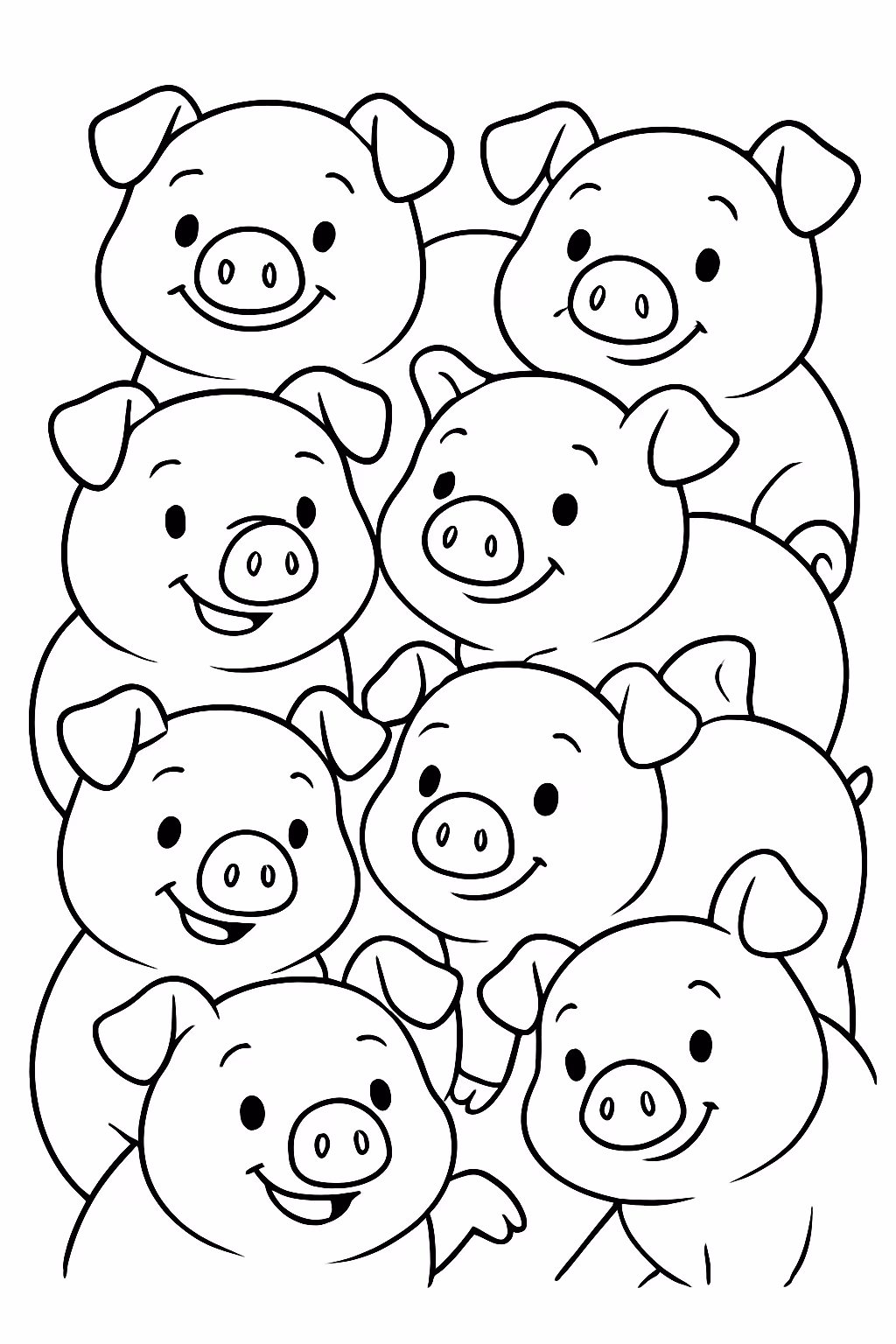Muitos porcos para colorir — desenho para imprimir