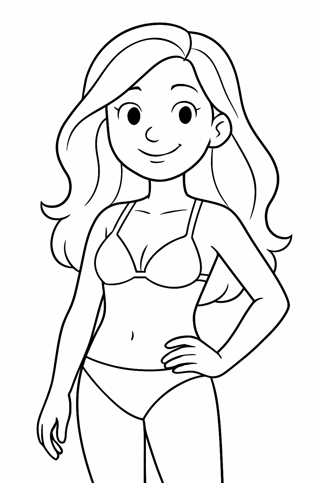 Mulher de biquine para colorir — desenho para imprimir