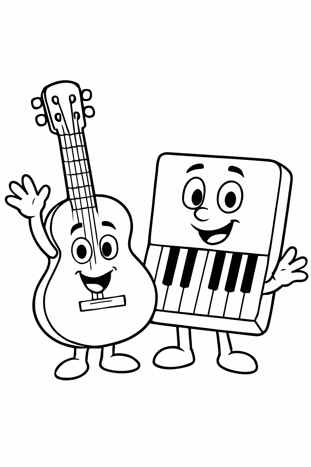 Musica violao teclado para colorir — desenho para imprimir