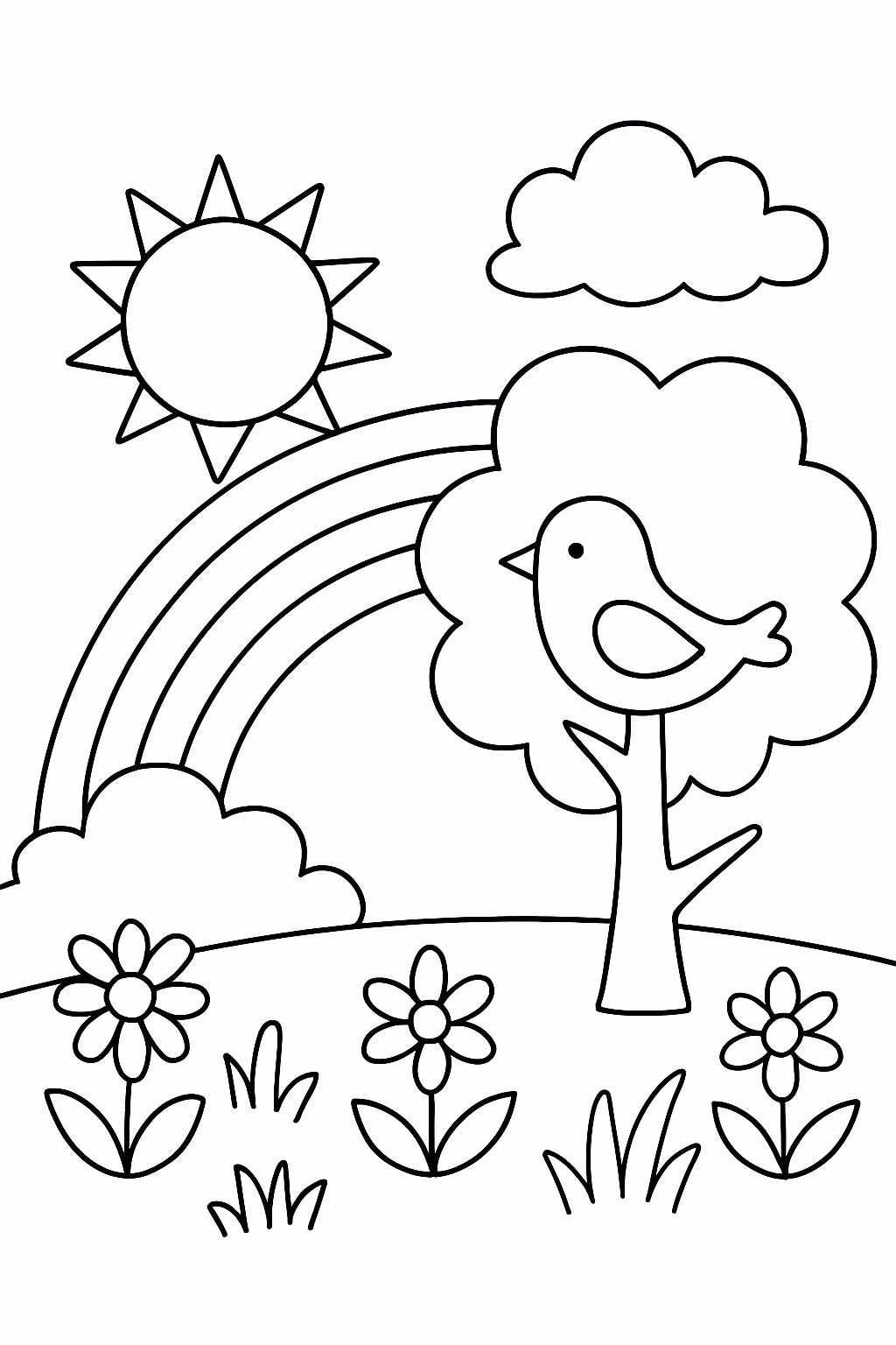Natureza para colorir — desenho para imprimir