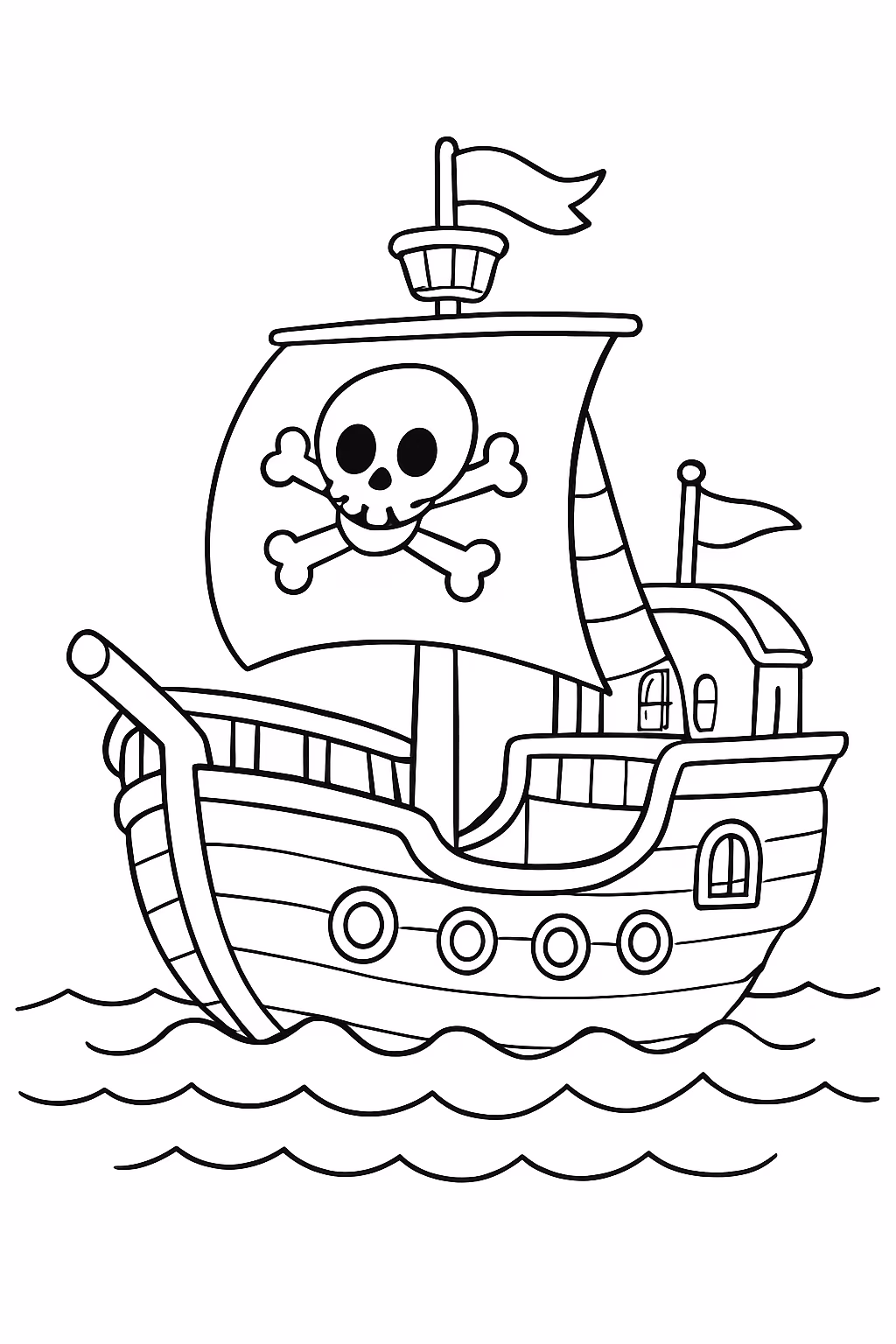 Navio pirata para colorir — desenho para imprimir