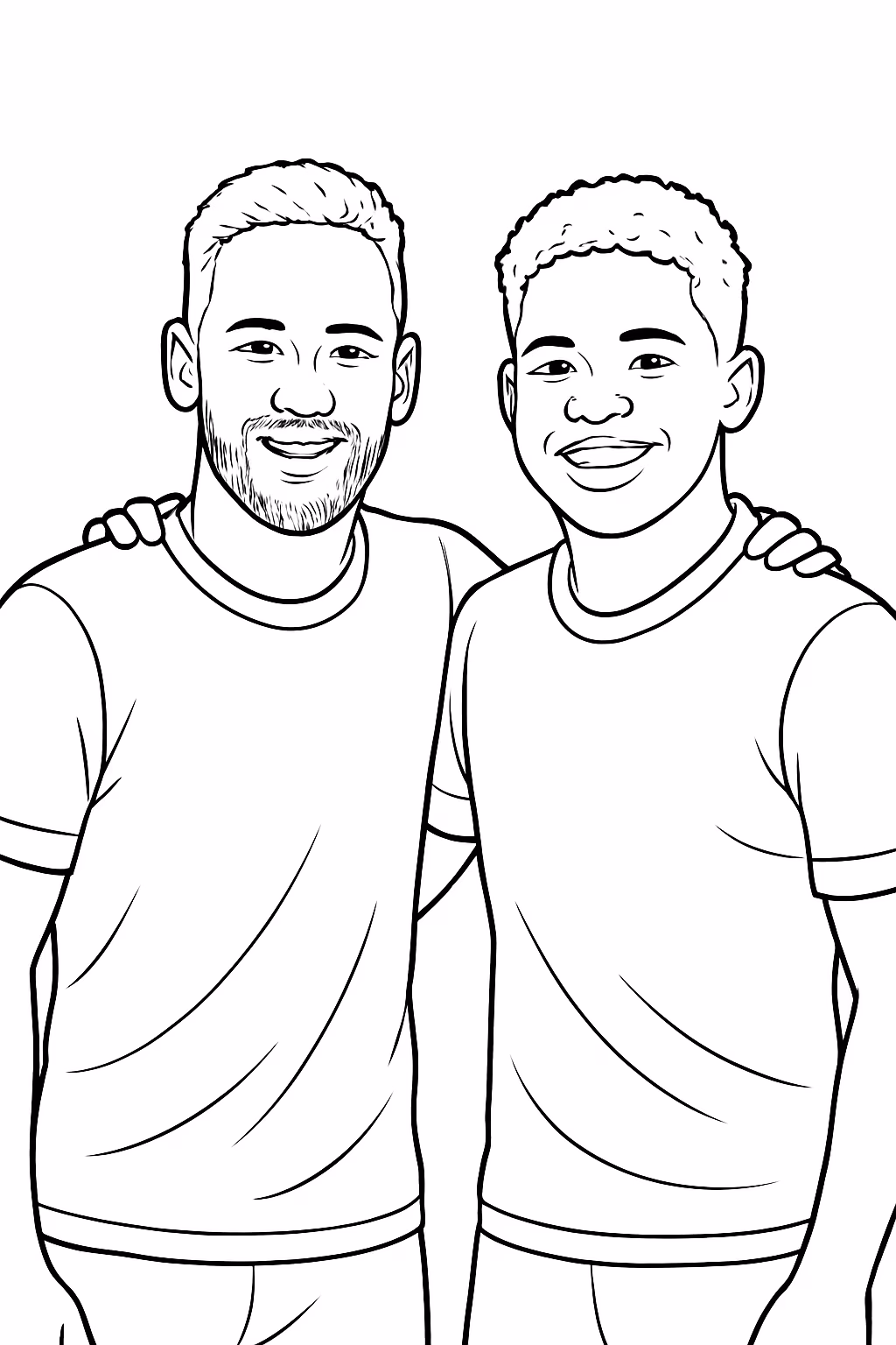 Neymar e endrick juntos em uma foto mas um pouco para colorir — desenho para imprimir