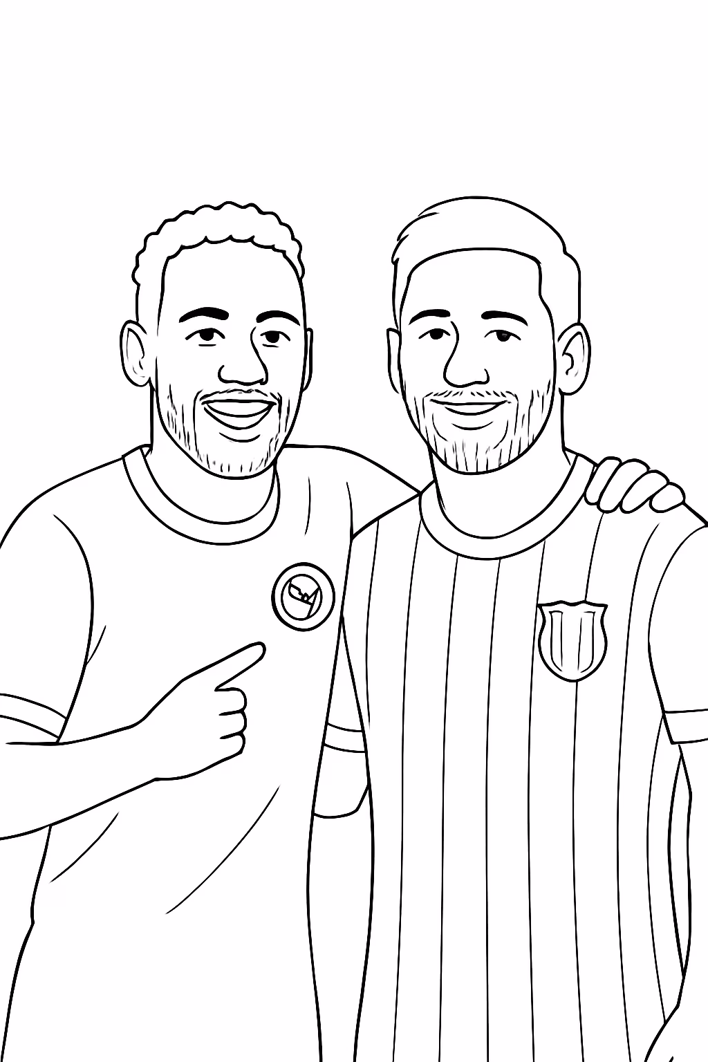 Neymar no inter miami com o messi realista para colorir — desenho para imprimir