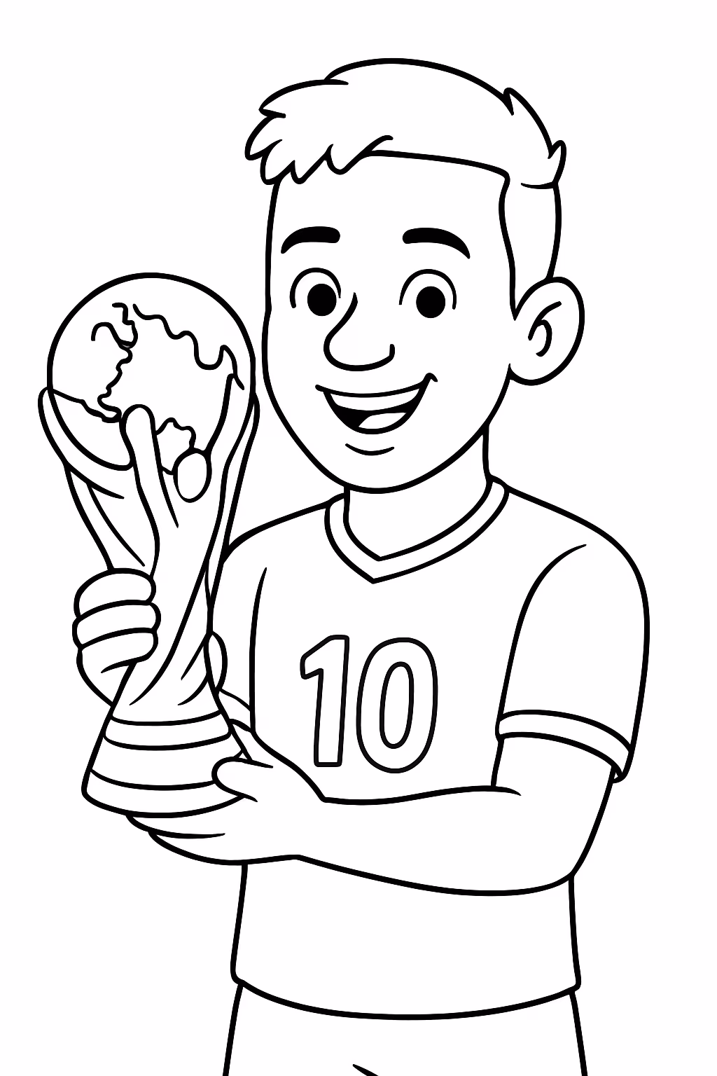 Neymar segurando a taca da copa do mundo para colorir — desenho para imprimir