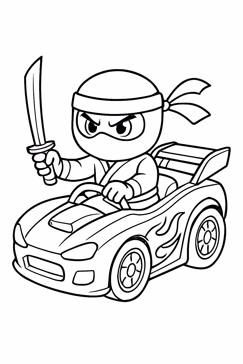 Ninja em hotwheels para colorir — desenho para imprimir
