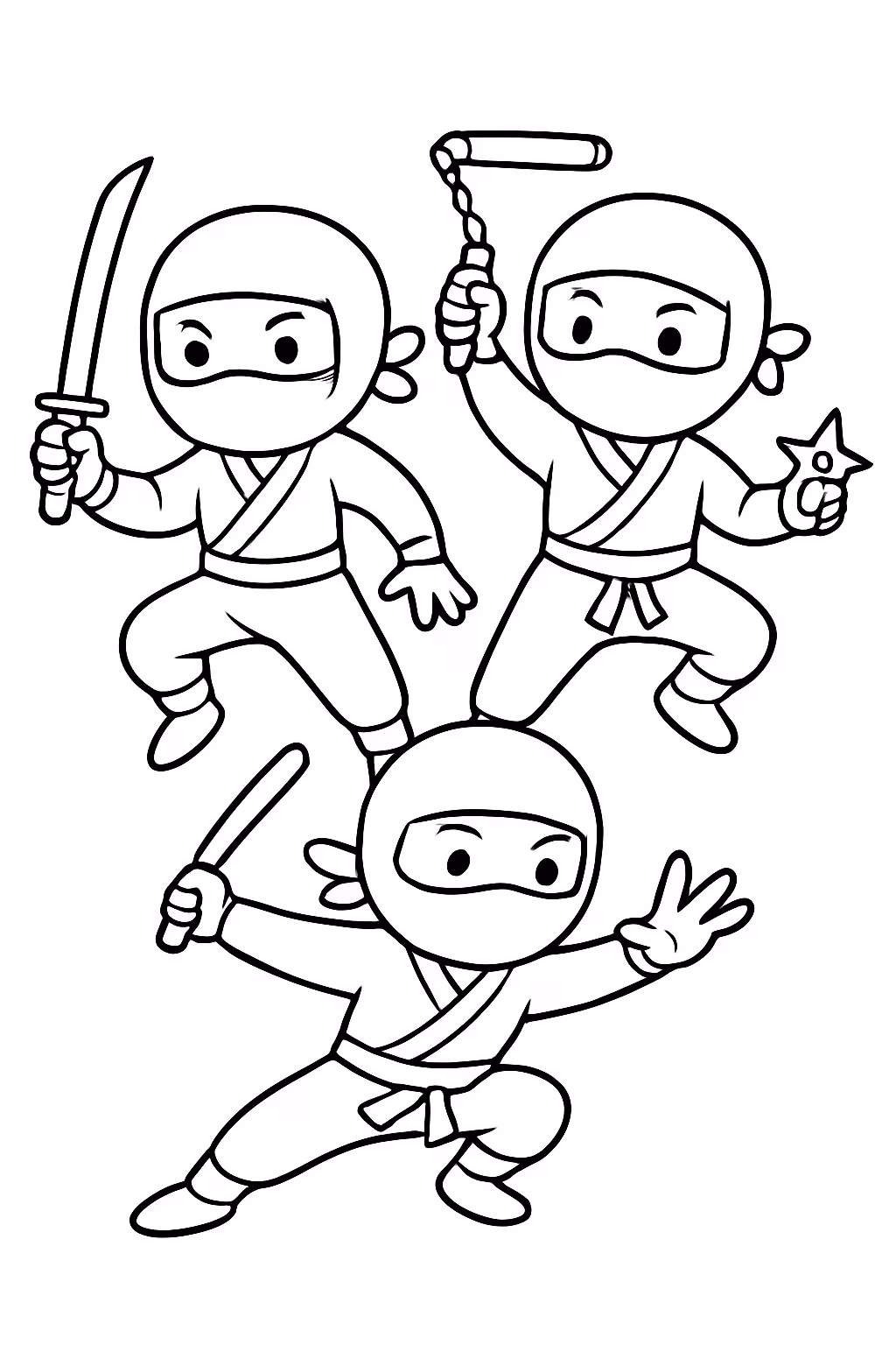 Ninjas para colorir — desenho para imprimir