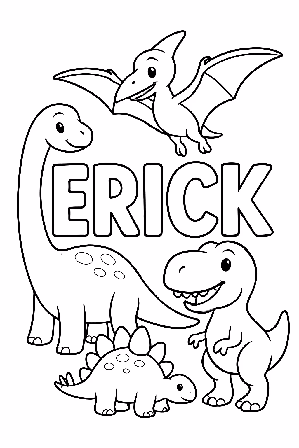 Nome erick com dinosaurros para colorir — desenho para imprimir