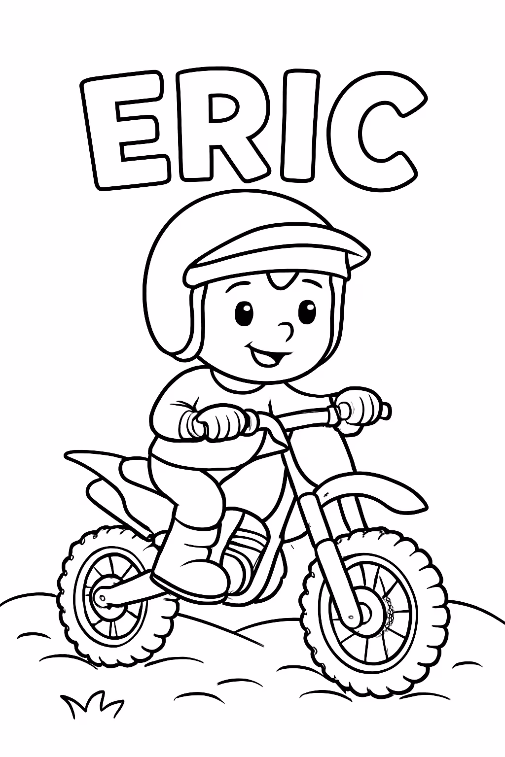 Nome erick com motos de trilha para colorir — desenho para imprimir