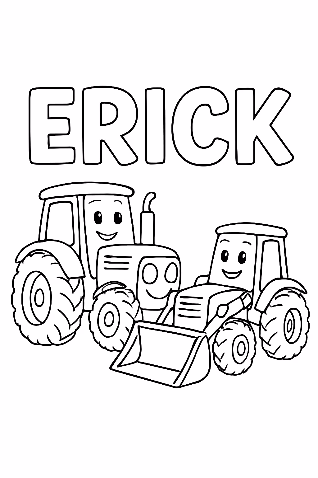 Nome erick com tratores para colorir — desenho para imprimir