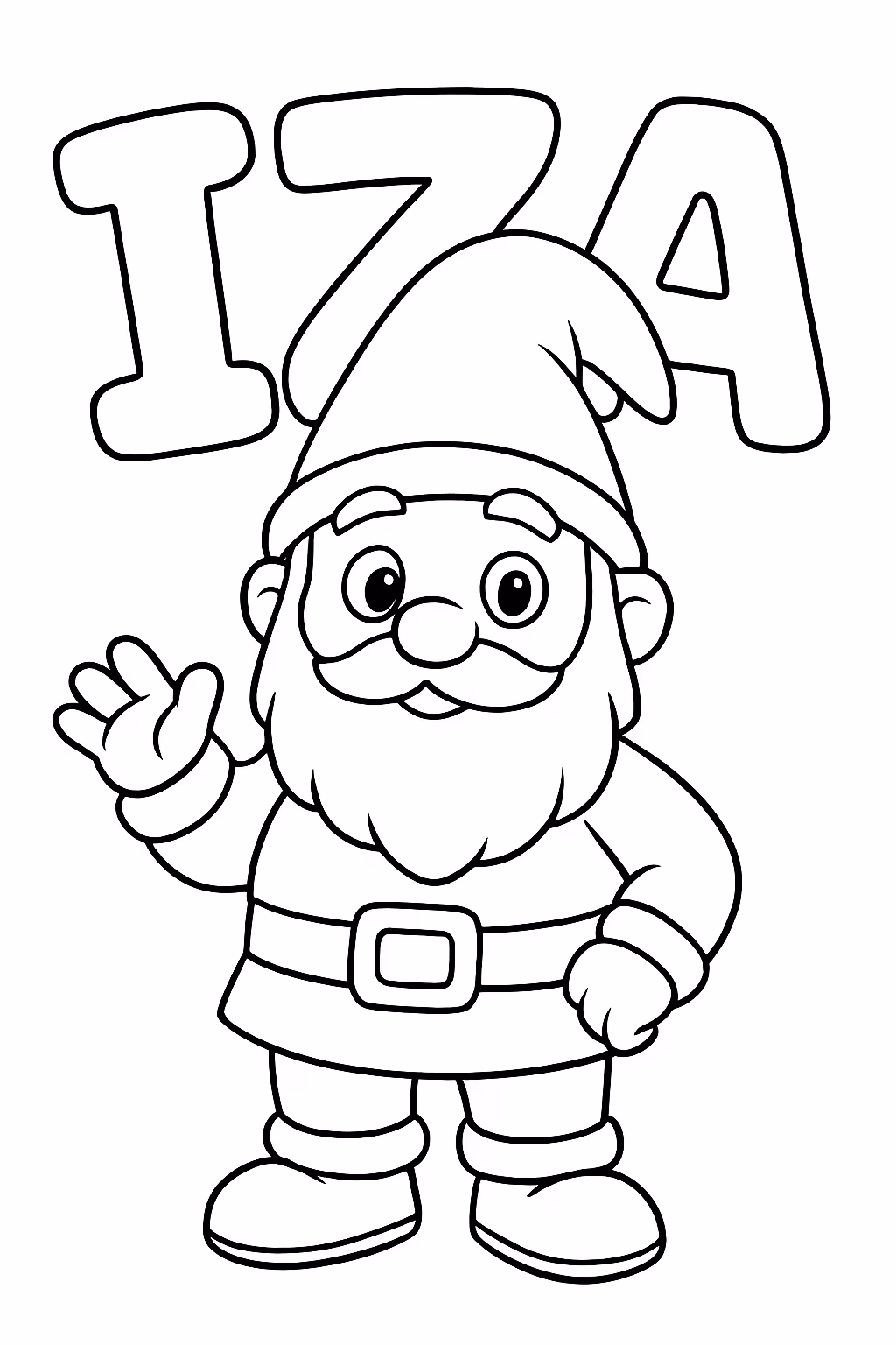 Nome iza em grafite para colorir — desenho para imprimir