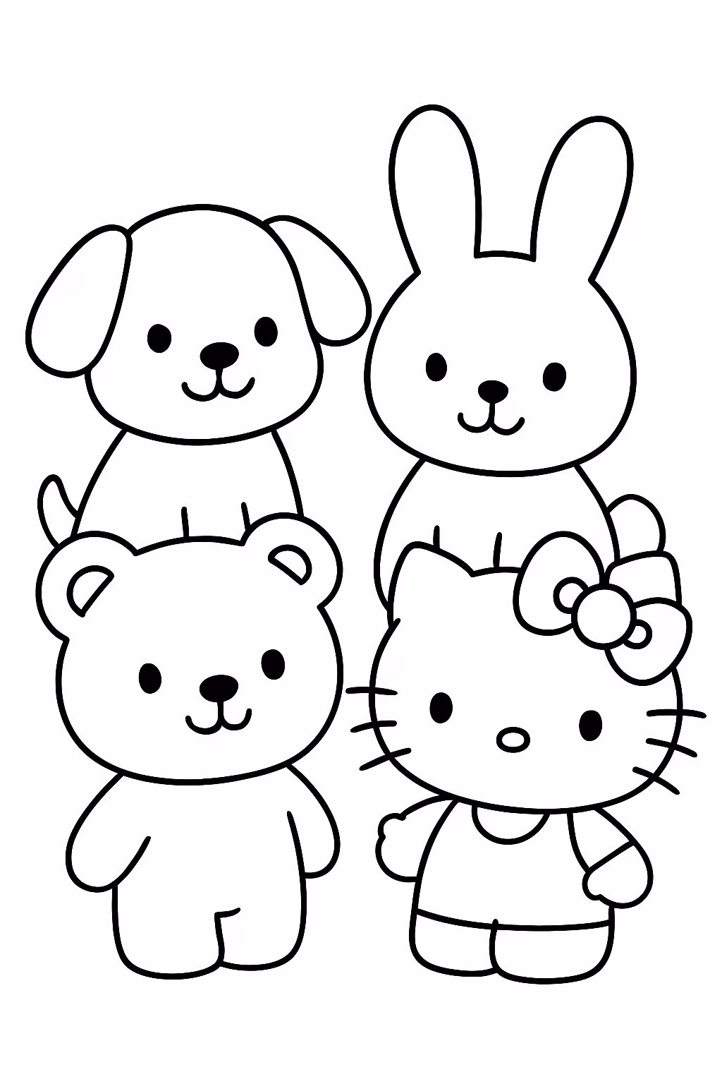 Nomes de todos os amigos da hello kitti para colorir — desenho para imprimir