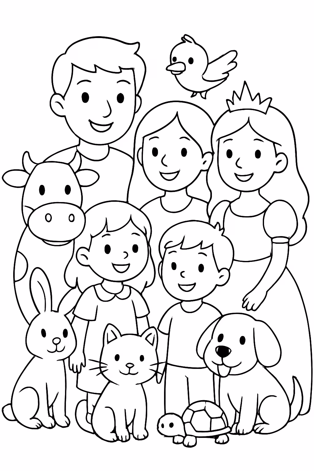 Nossa familia com bobo goods e todos os animais e para colorir — desenho para imprimir