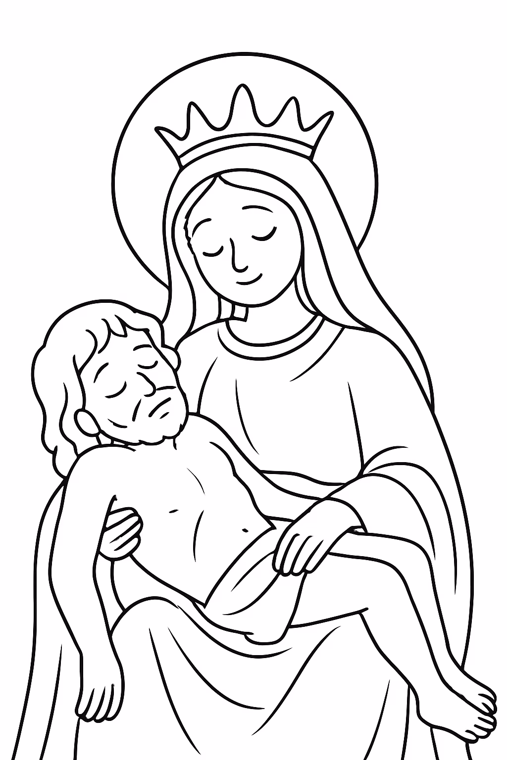 Nossa senhora da piedade para colorir — desenho para imprimir