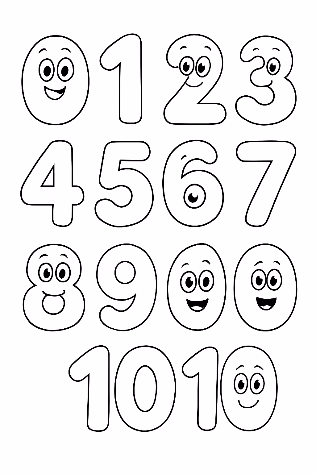 Numeros de ate para colorir — desenho para imprimir