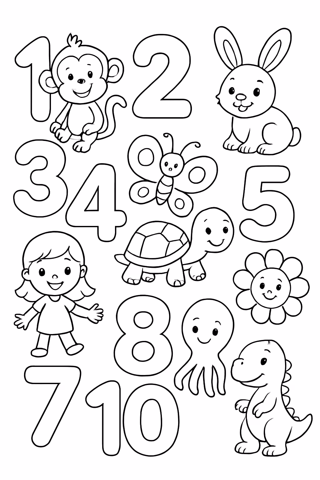 Numeros de a para colorir — desenho para imprimir