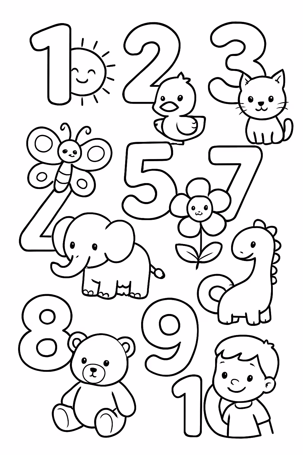 Numeros de a completar e aprender para colorir — desenho para imprimir