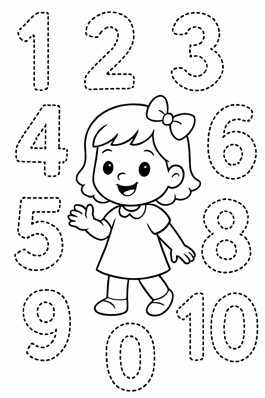 Numeros de a pontilhado para colorir — desenho para imprimir