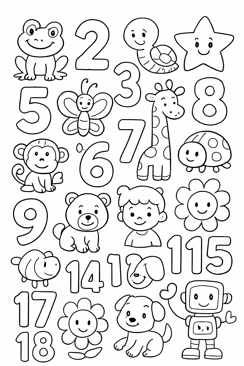 Numeros de a para colorir — desenho para imprimir