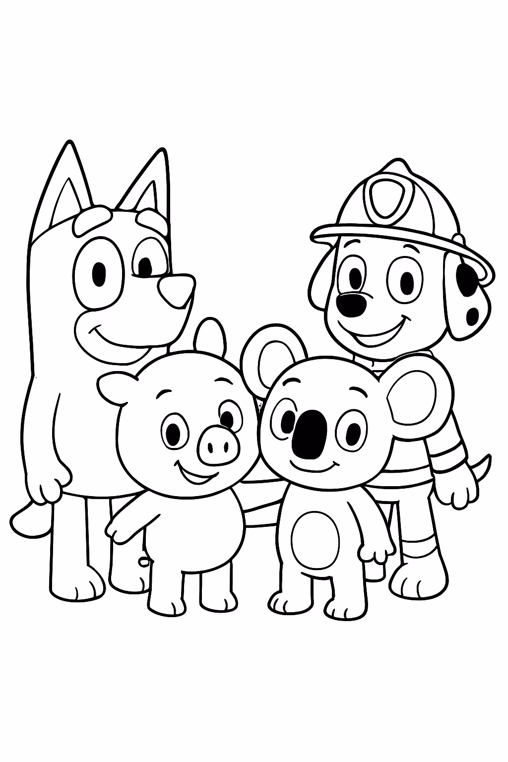 O bluey com a peppa com o stitch com o para colorir — desenho para imprimir