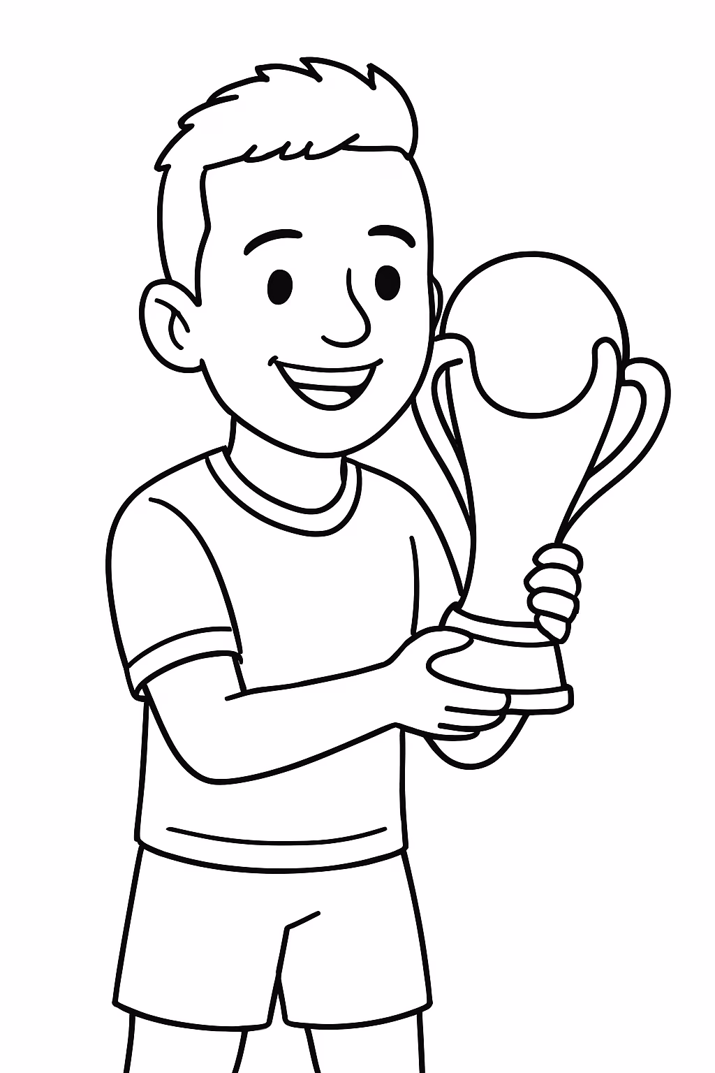 O neymar jr com a taca da copa do mundo para colorir — desenho para imprimir