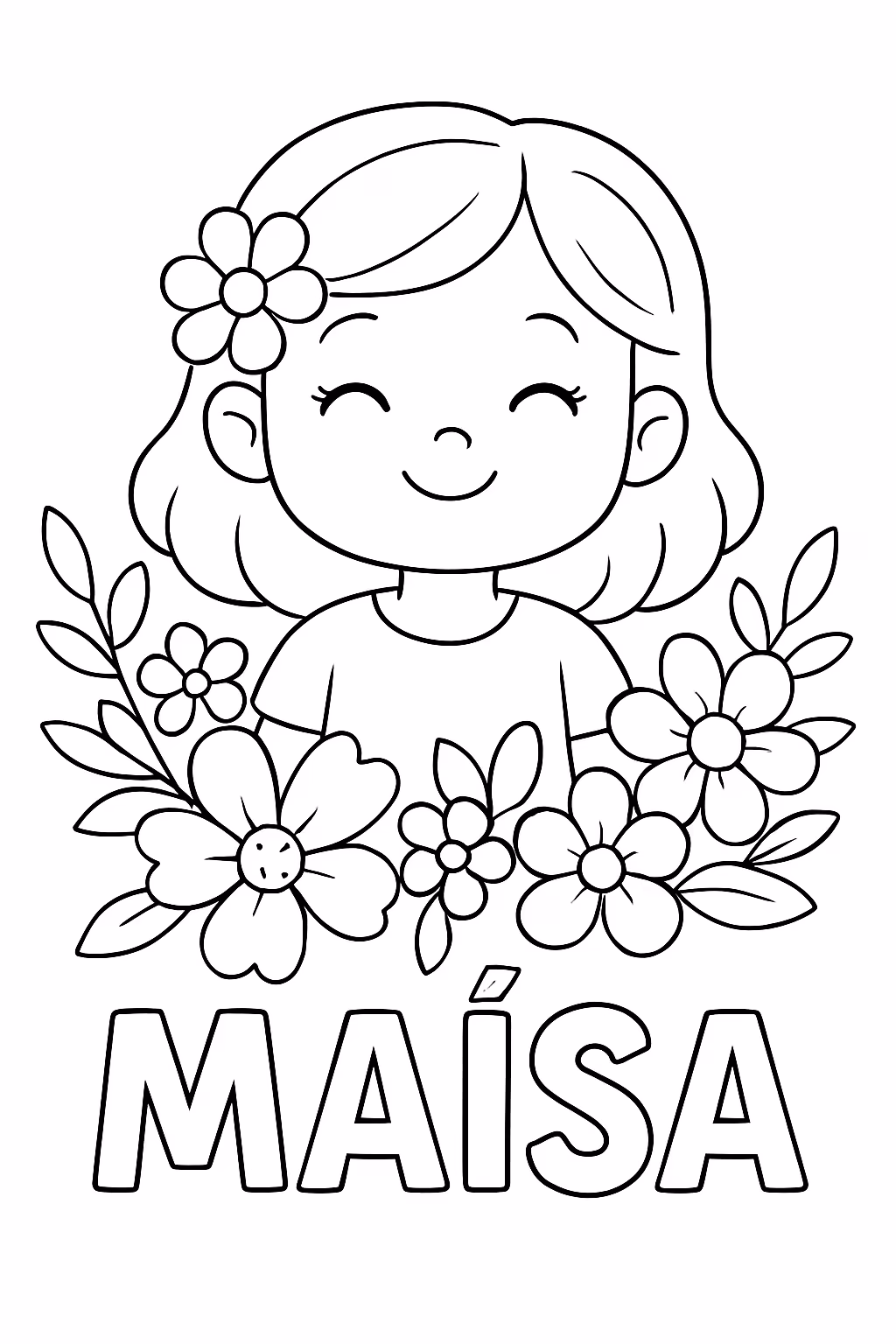 O nome maisa cheio de flor para colorir — desenho para imprimir