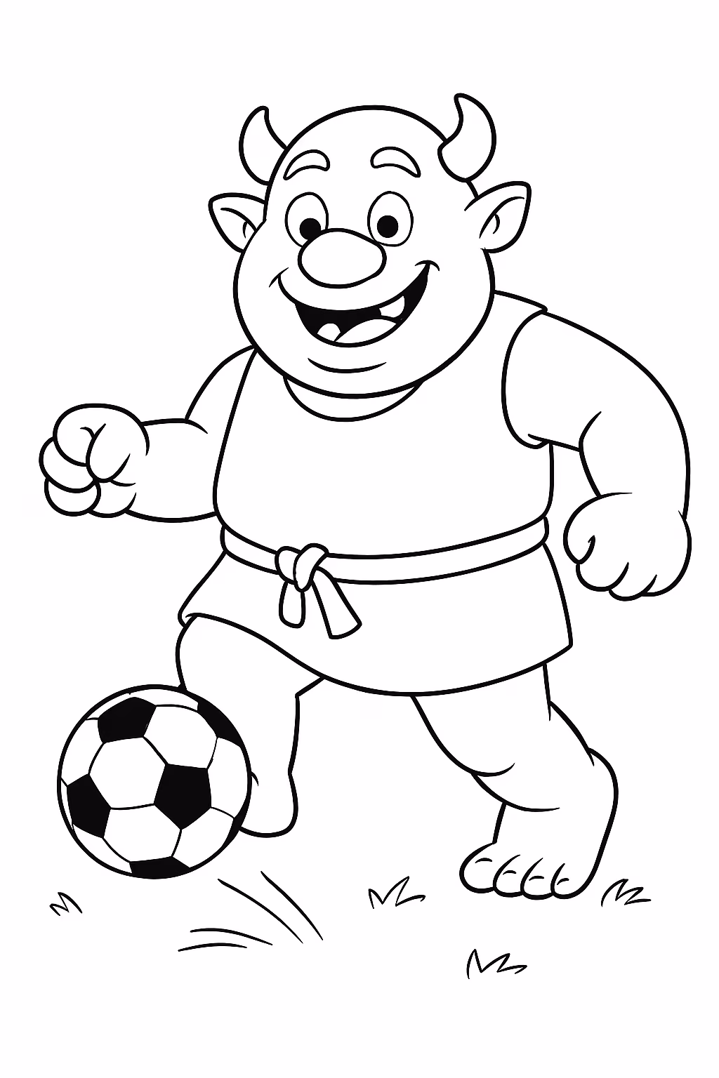 Ogro jogando bola para colorir — desenho para imprimir