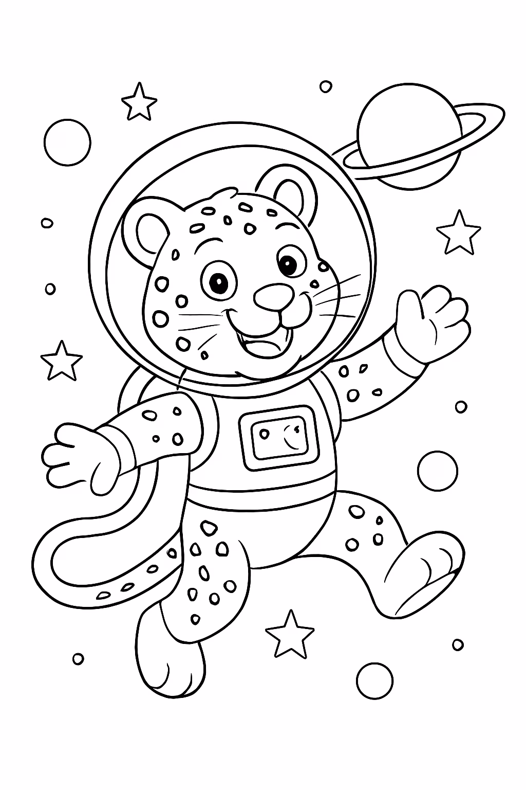Onca no espaco para colorir — desenho para imprimir