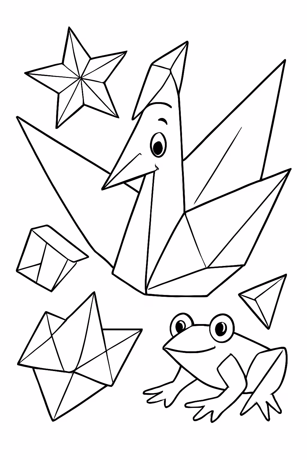 Origami para colorir — desenho para imprimir