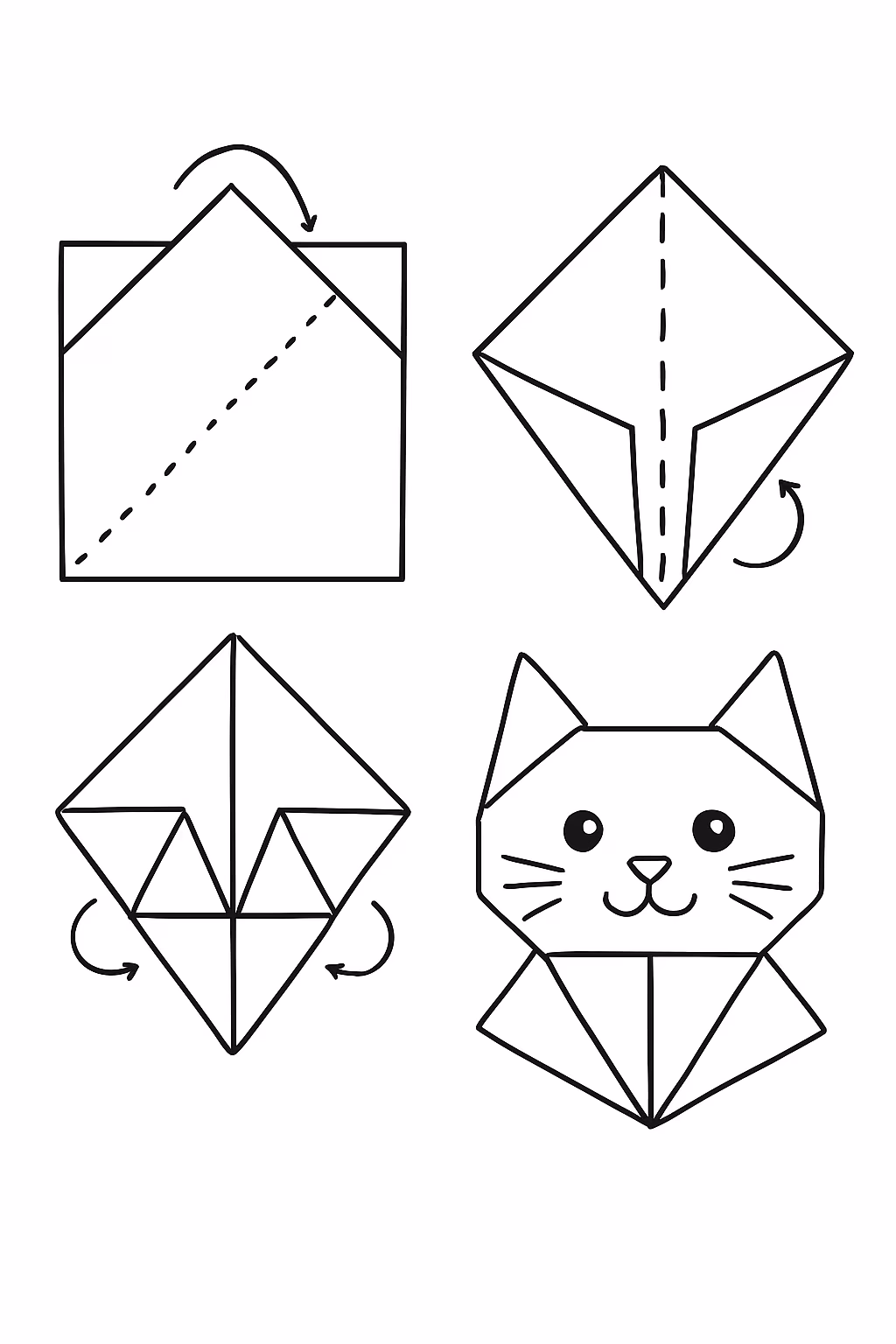Origami passo a passo para colorir — desenho para imprimir
