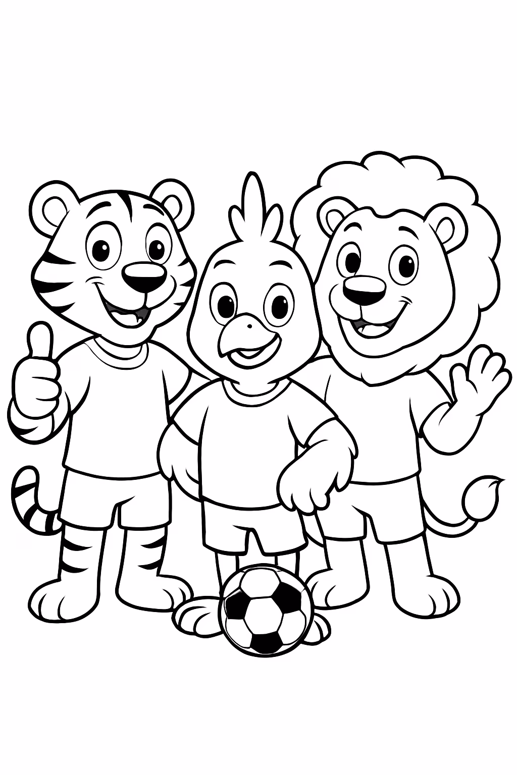 Os tres mascotes da copa para colorir — desenho para imprimir