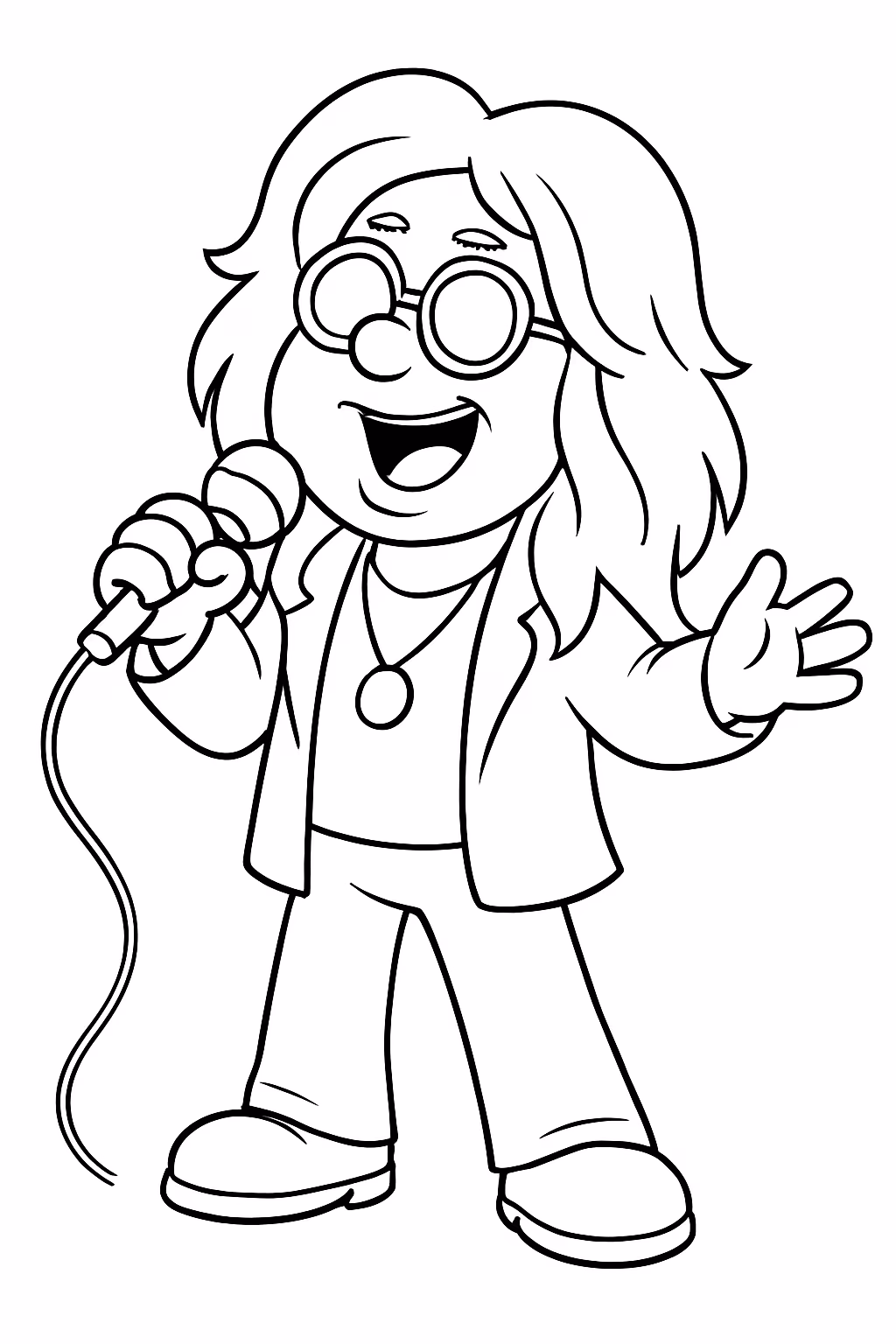 Ozzy cantor de rock para colorir — desenho para imprimir