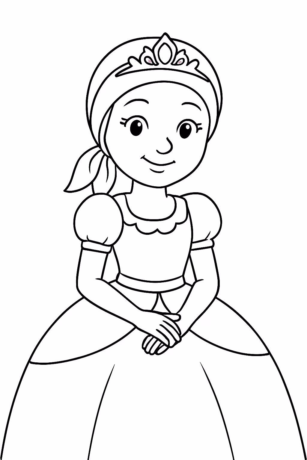 Paciente mulher com lenco na cabeca vestido de princesa para colorir — desenho para imprimir