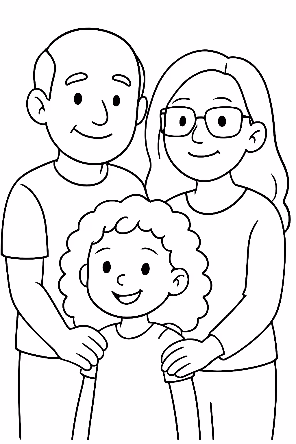 Pai com pouco cabelo anos mae com anos cabelos pretos para colorir — desenho para imprimir