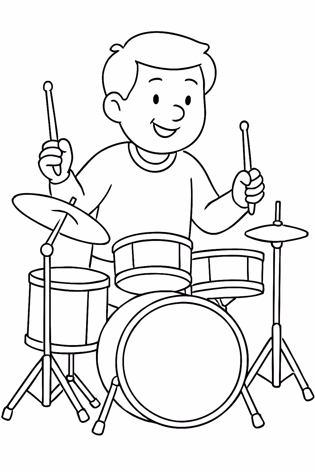 Pai tocando bateria para colorir — desenho para imprimir
