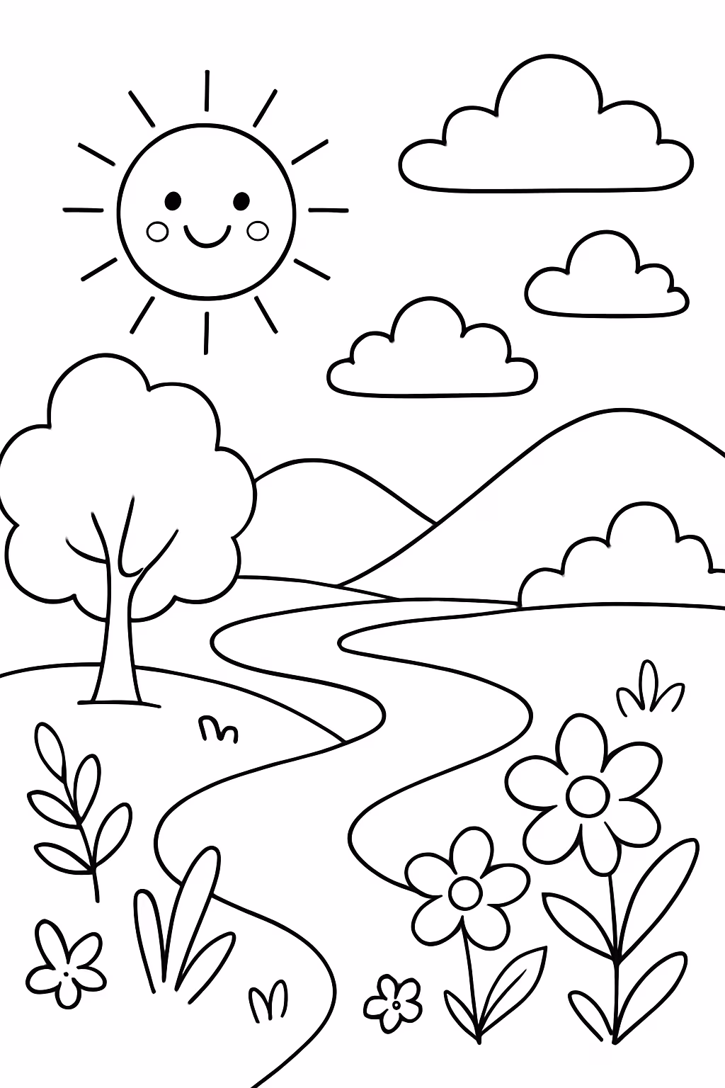 Paisagem folha a4 para colorir — desenho para imprimir