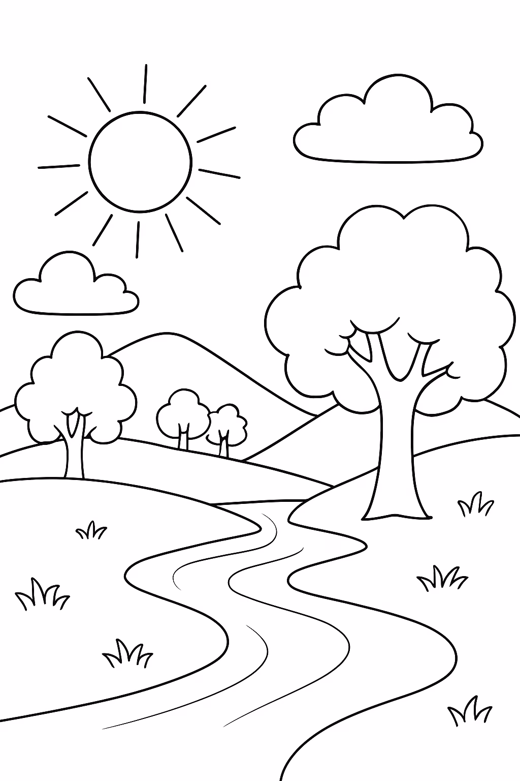 Paissagens para colorir — desenho para imprimir