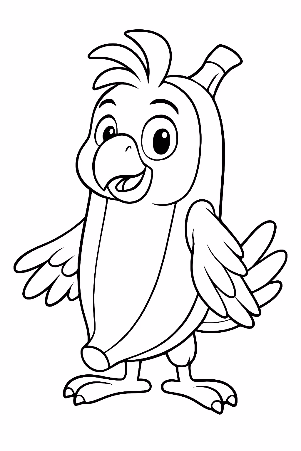 Papagaio com fantasia de banana para colorir — desenho para imprimir