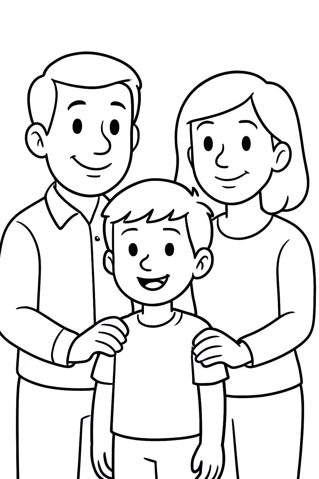 Papai eu irmao e mamae para colorir — desenho para imprimir