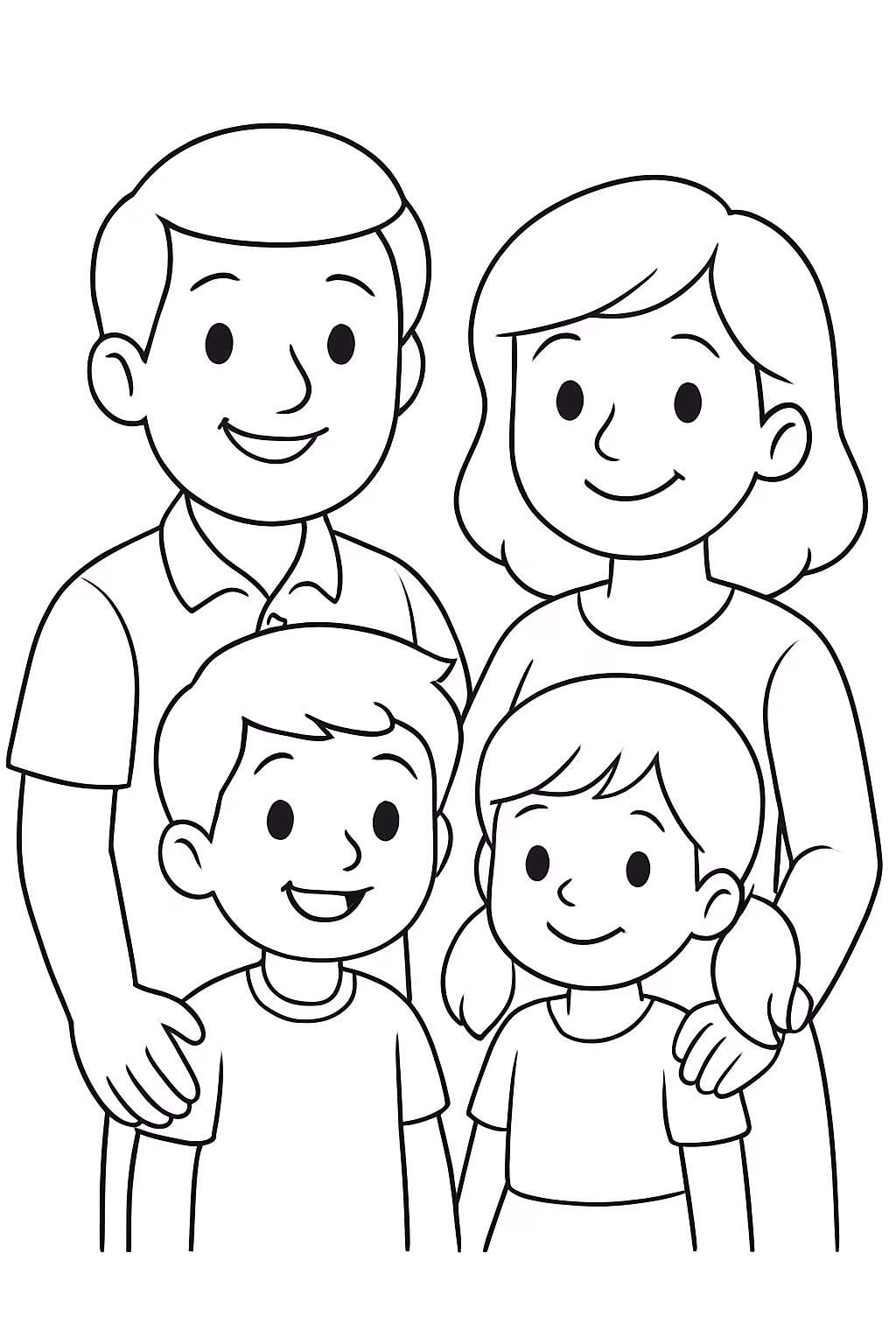 Papai irma irmao e mamae para colorir — desenho para imprimir