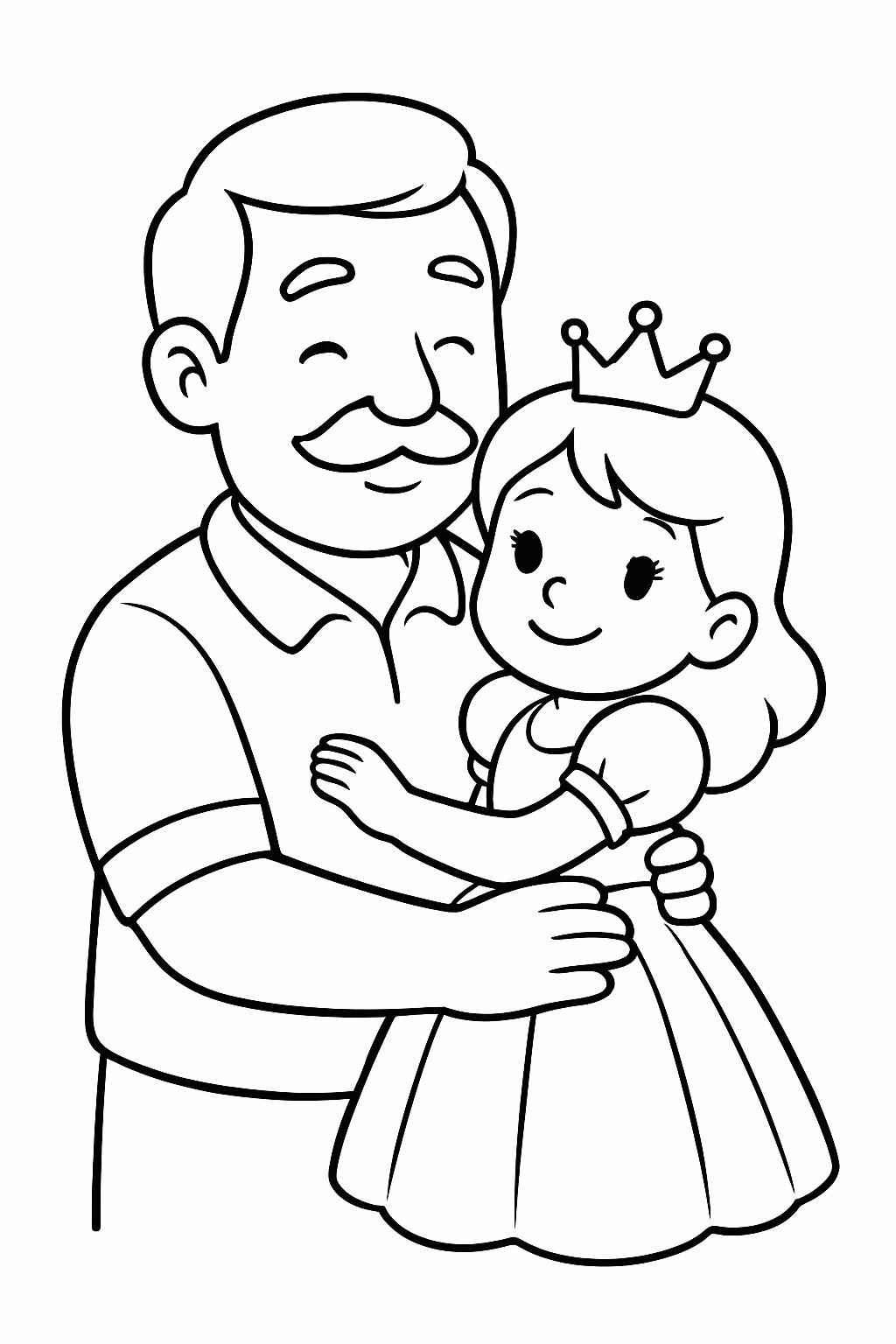 Papai sergio com a princesinha florzinha para colorir — desenho para imprimir