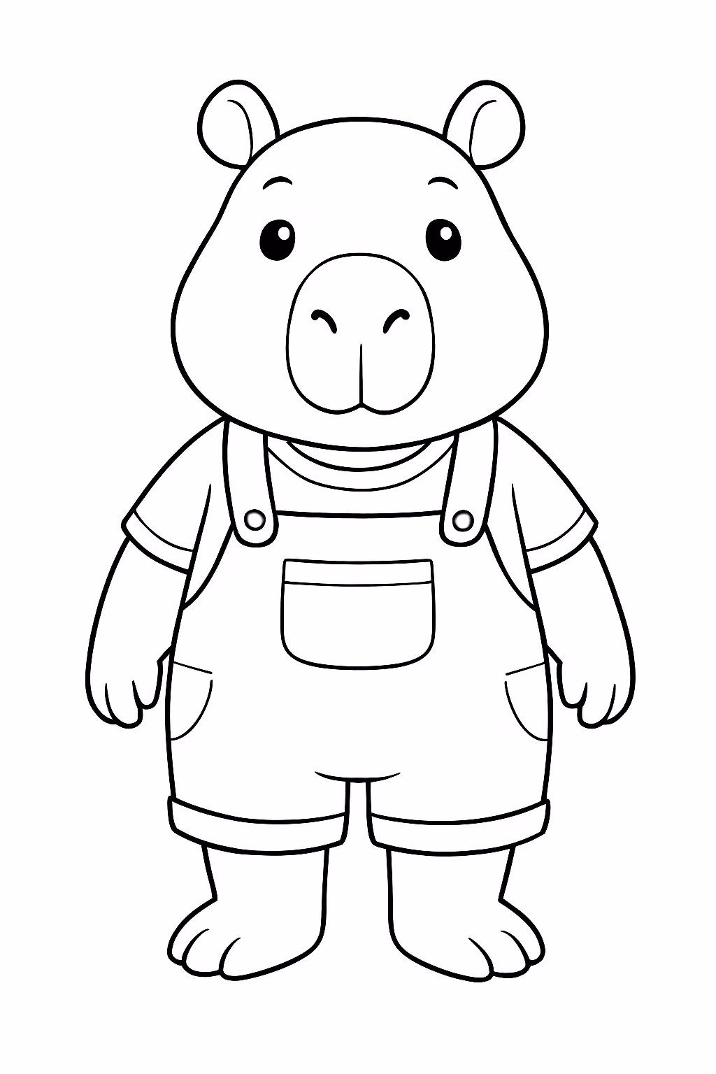 Paper capivara fofa com roupinhas para colorir — desenho para imprimir