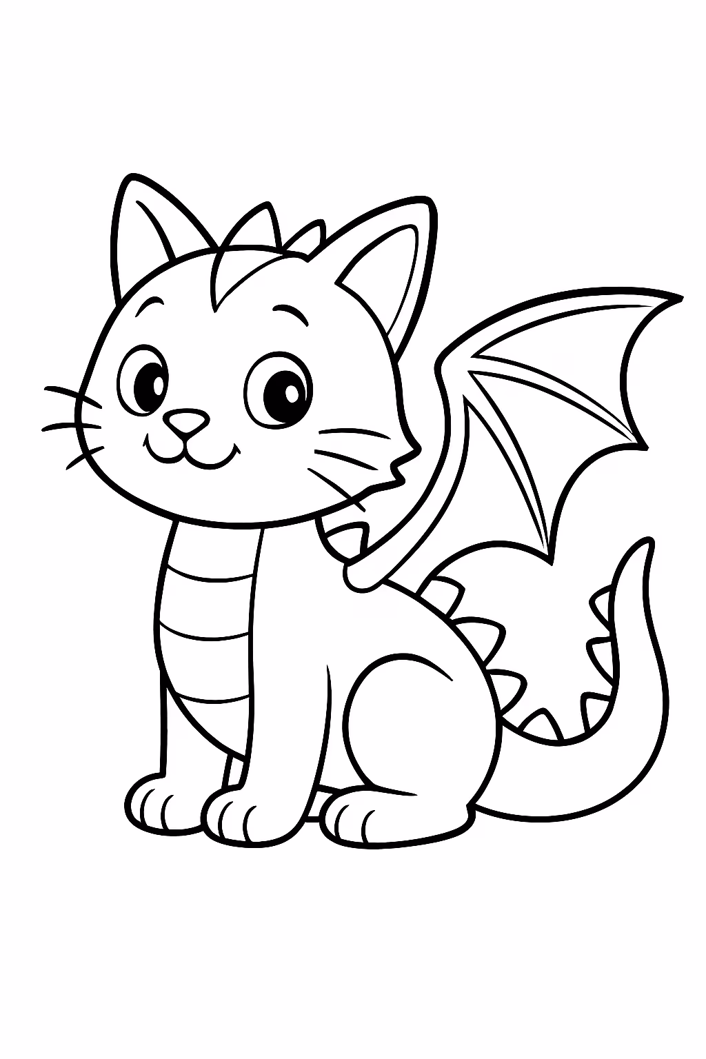 Paper cat dragon para colorir — desenho para imprimir
