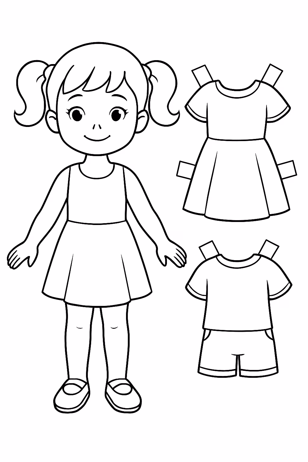 Paper doll para colorir — desenho para imprimir