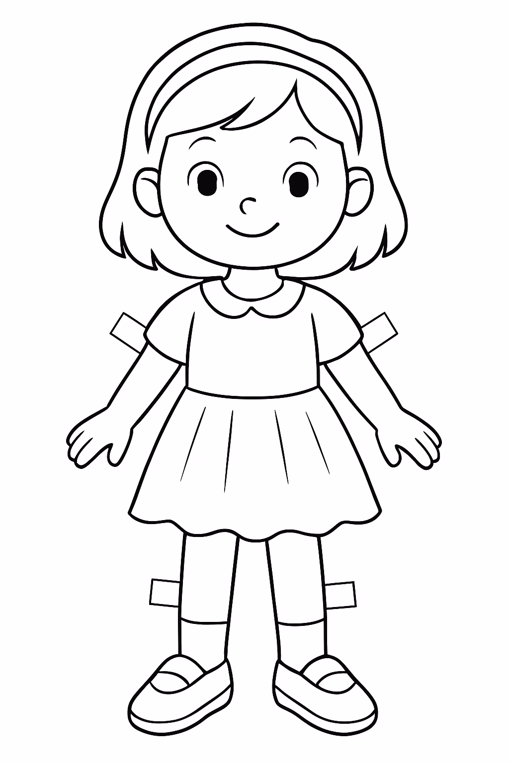 Paper doll colorido para colorir — desenho para imprimir