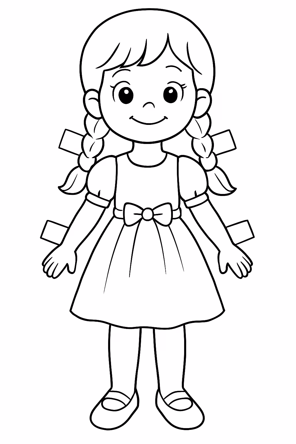 Paper doll pintado para colorir — desenho para imprimir